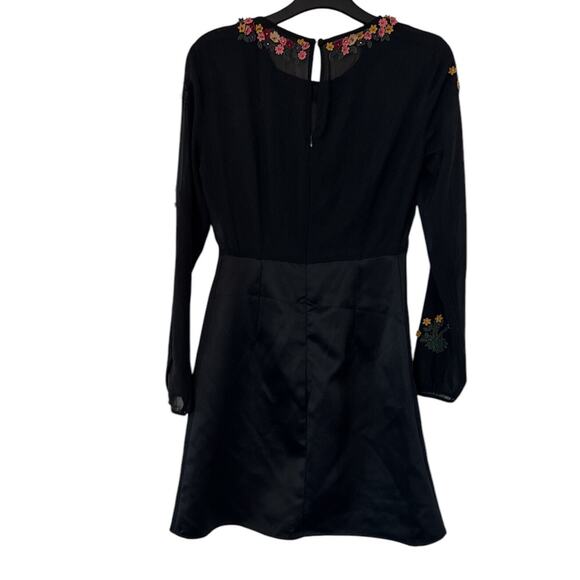 PENNYBLACK FLOWER BEADED SHEER SATIN DRESS SZ 4-6 - Picture 3 of 4